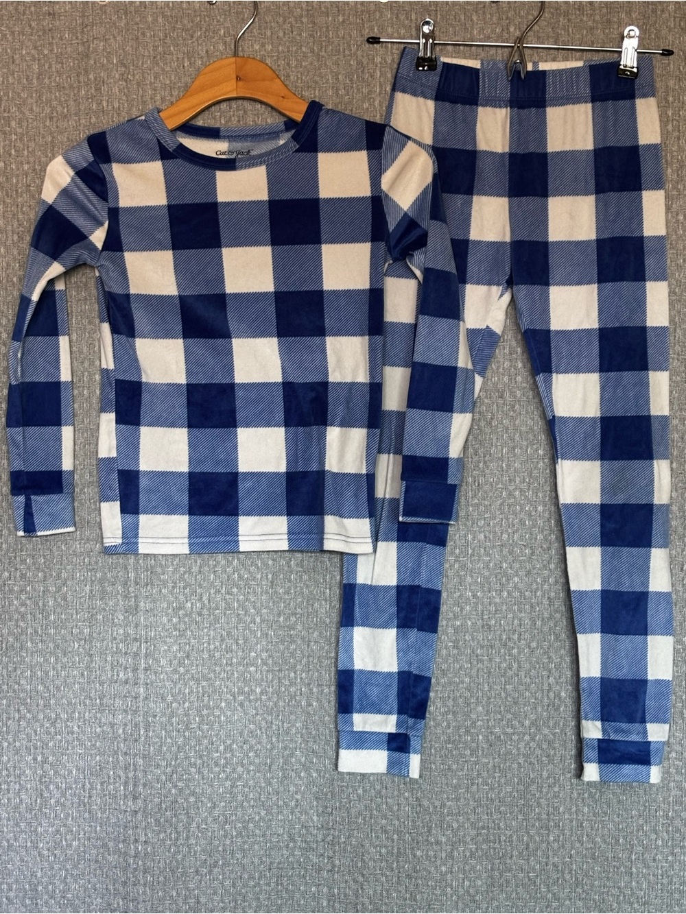 Cat & Jack Blue Buffalo Check Kids Pajama Set - Long Sleeve Top & Pants